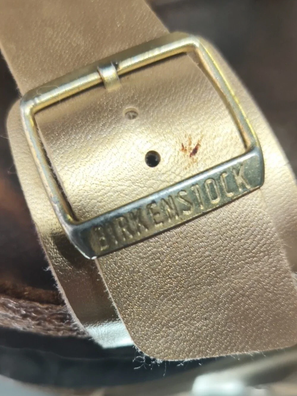 Birkenstock Mens 11 Double-Buckle Sandals in Metallic Gold